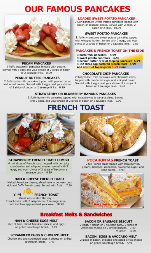 Menu Lubbock Breakfast House