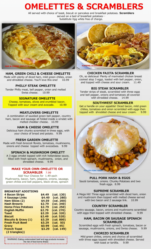 Menu Lubbock Breakfast House