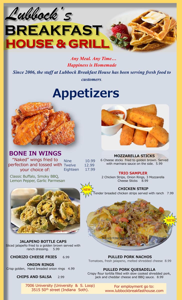 Menu Lubbock Breakfast House